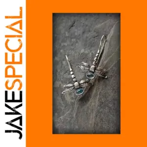 Vintage Dragonfly Earrings with Blue Stone