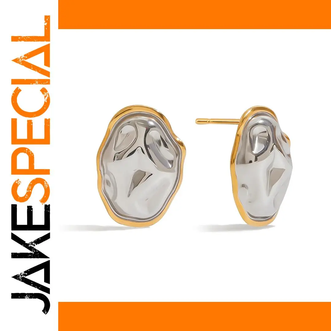 Stainless Steel Oval Sculptural Earrings 1 Stainless Steel Oval Sculptural Earrings