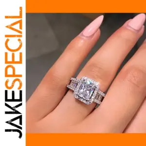 Silver Square Zircon Cocktail Ring