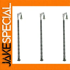 HO Scale Vintage Metal Lamppost Set with Warm LEDs