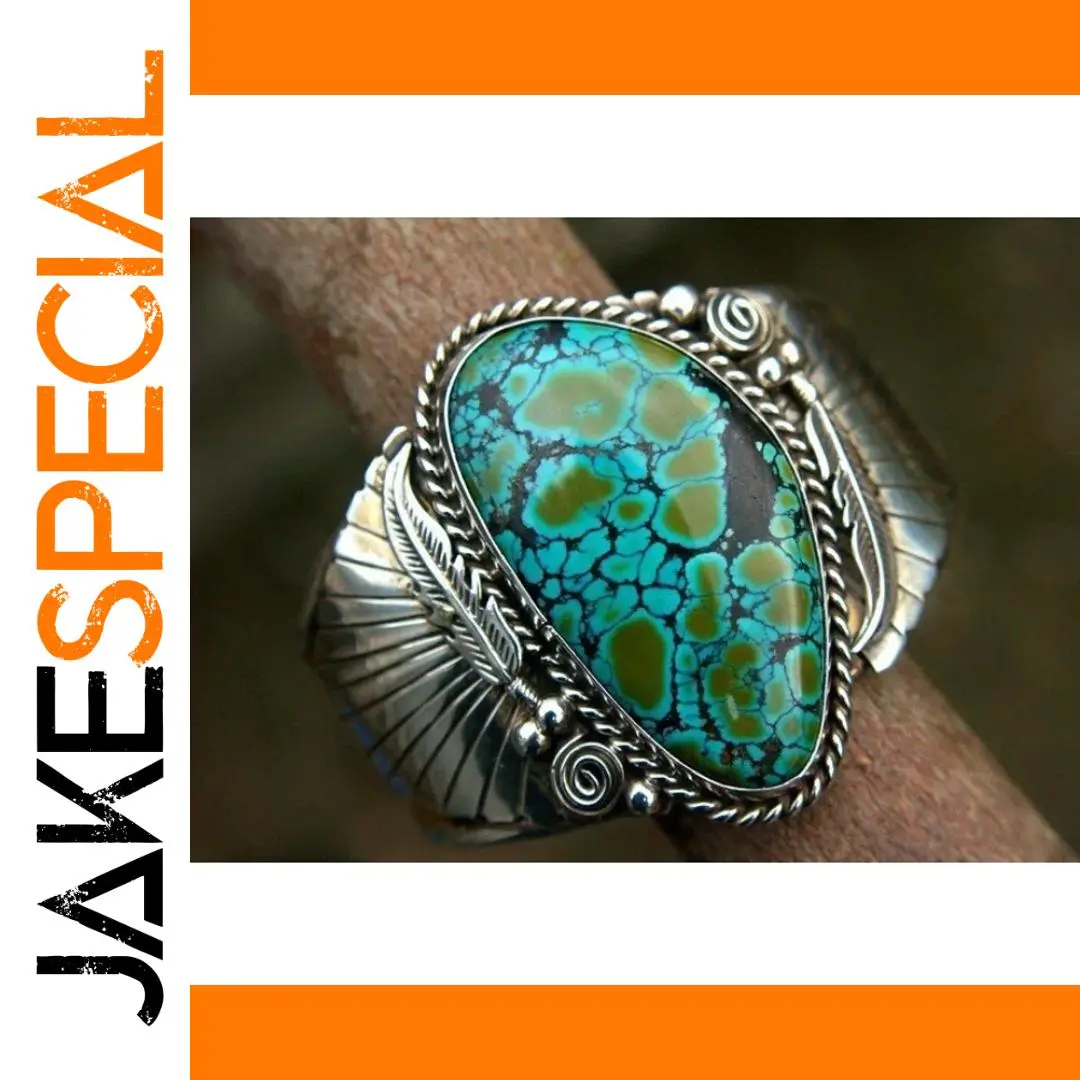 Vintage Silver Flower Ring with Imitation Turquoise 1 Vintage Silver Flower Ring with Imitation Turquoise