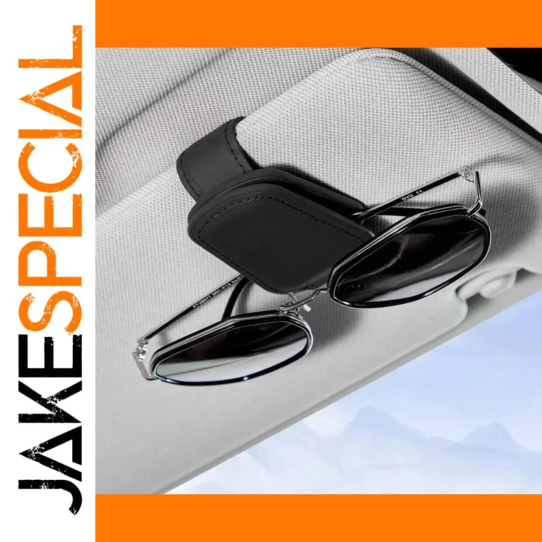 Black Cowhide Car Glasses Clip with Magnetic Flip 1 Black Cowhide Car Glasses Clip with Magnetic Flip