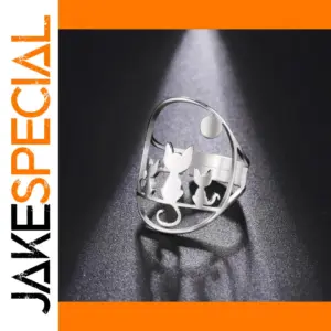 Whimsical Cats & Moon Adjustable Ring for Women