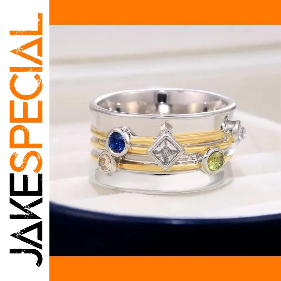 Vintage Silver & Gold Geometric Ring for Women 1 Vintage Silver & Gold Geometric Ring for Women