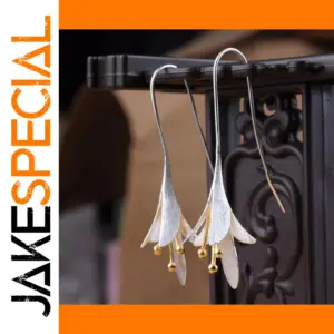 Silver Floral Drop Earrings for Women