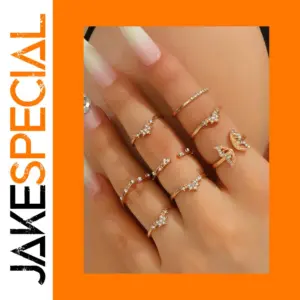 Elegant Set of Eight Butterfly Rings