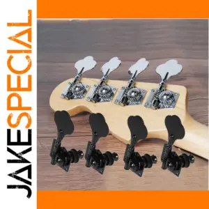 Bass Guitar Tuning Peg Set, 4-Pack Chrome/Black