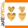 Gold Stainless Steel Textured Heart Earrings