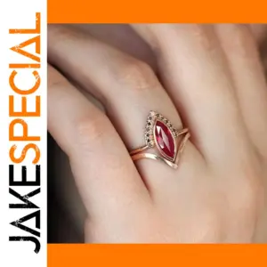 Red Zircon Geometric Marquise Ring for Women
