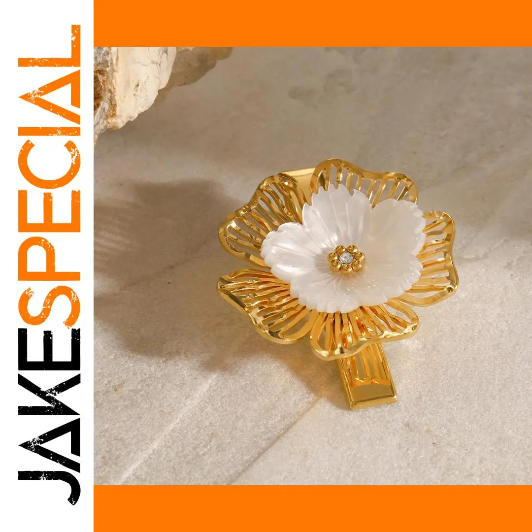 Elegant Stainless Steel Gold Flower Hair Clip 1 Elegant Stainless Steel Gold Flower Hair Clip