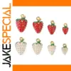 Colorful Stainless Steel Strawberry Charm Set