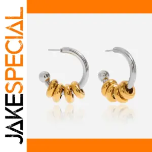 Stainless Steel Earrings with Gold Accents