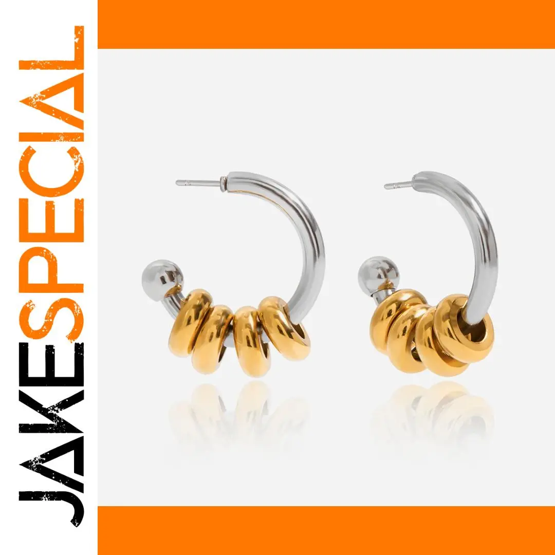 Stainless Steel Earrings with Gold Accents 1 Stainless Steel Earrings with Gold Accents