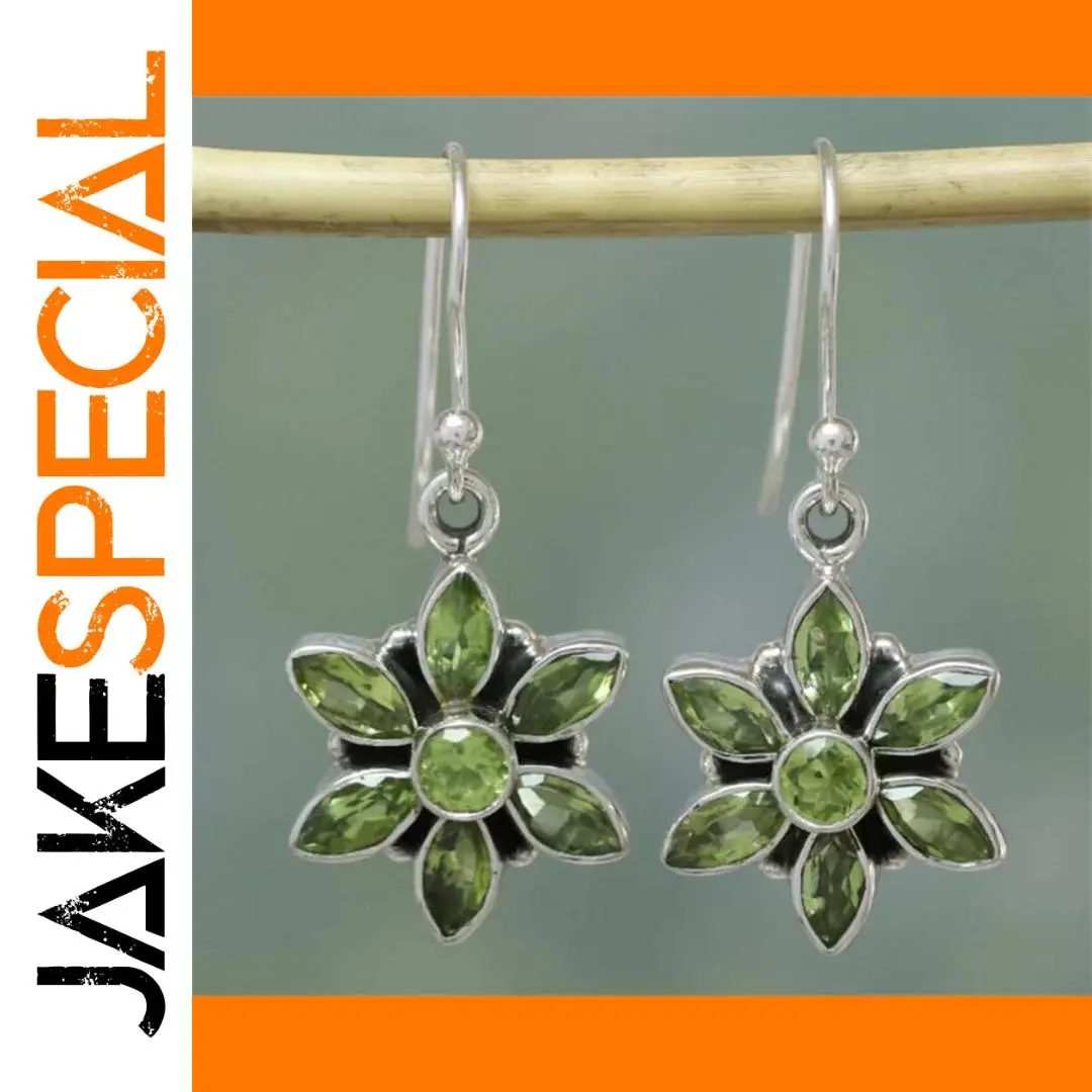 Vintage Silver and Green Stone Dangle Earrings 1 Vintage Silver and Green Stone Dangle Earrings