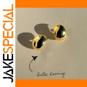 Stainless Steel Gold Bulles Earrings 10mm