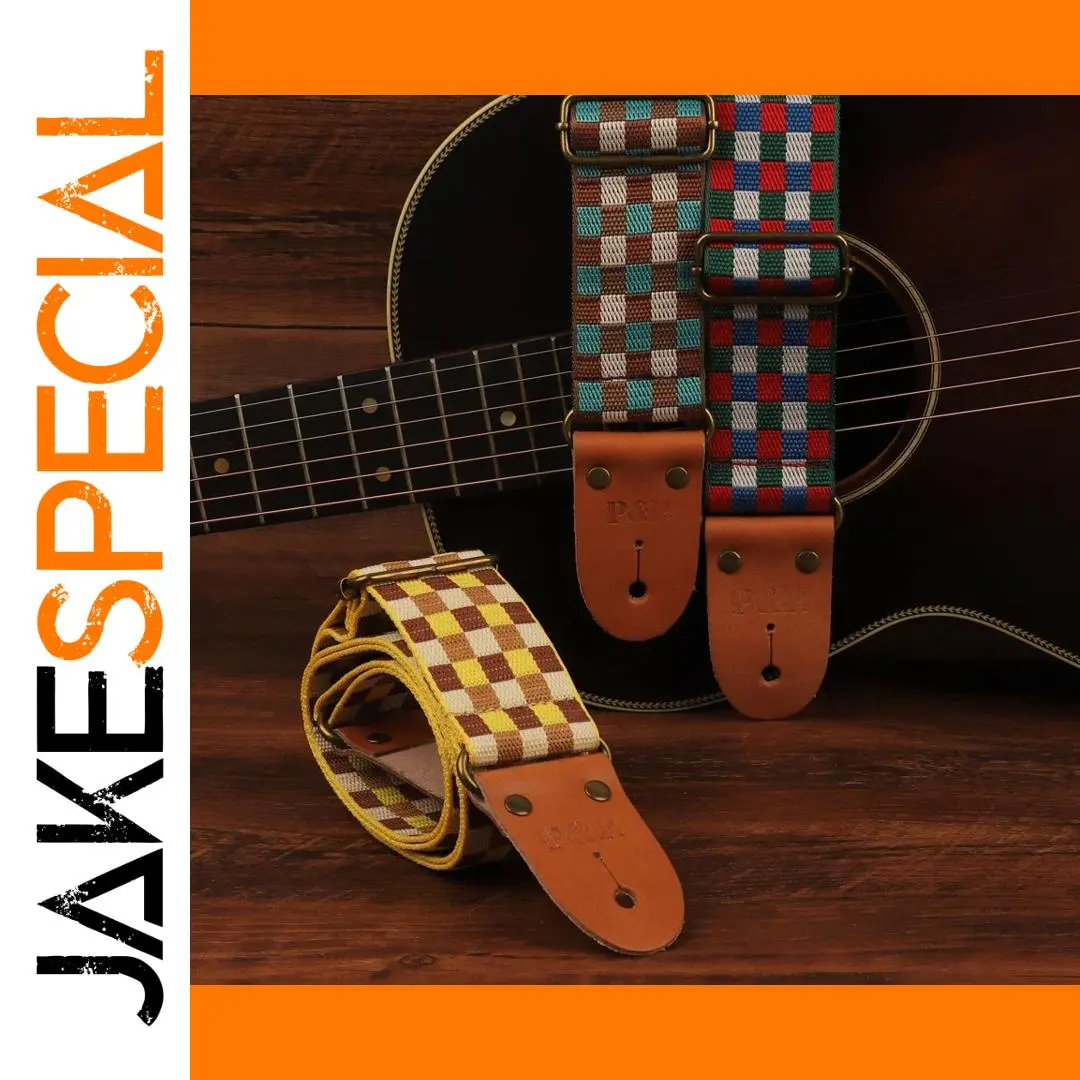 Vibrant Tartan Plaid Guitar Strap by P&P 1 Vibrant Tartan Plaid Guitar Strap by P&P