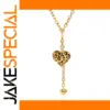 Leopard Print Gold Heart Necklace in Stainless Steel