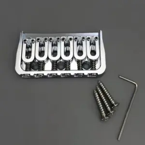 6-String Metal Fixed Guitar Bridge in Black, Chrome, Gold 17 63f775fbf26343acb18461a4 upscaled