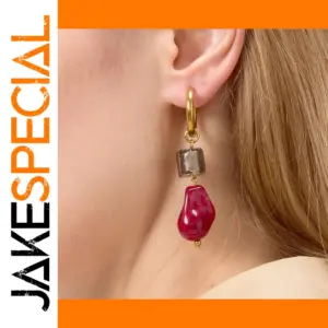 Vintage Stainless Steel Red Drop Earrings for Women