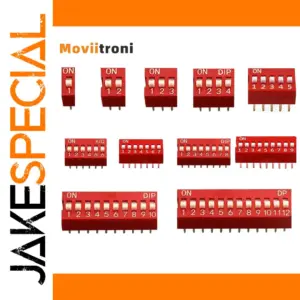 Bright Red 12-Pin Slide DIP Switch for Circuits