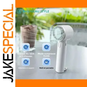 Portable Handheld Fan with 5 Speeds and 1200mAh Battery