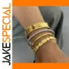 Stainless Steel Bamboo Texture Gold Bracelets Set