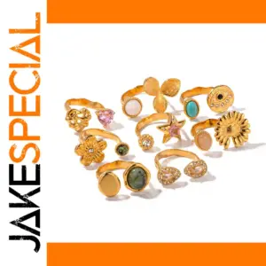 Stainless Steel Heart and Star Ring