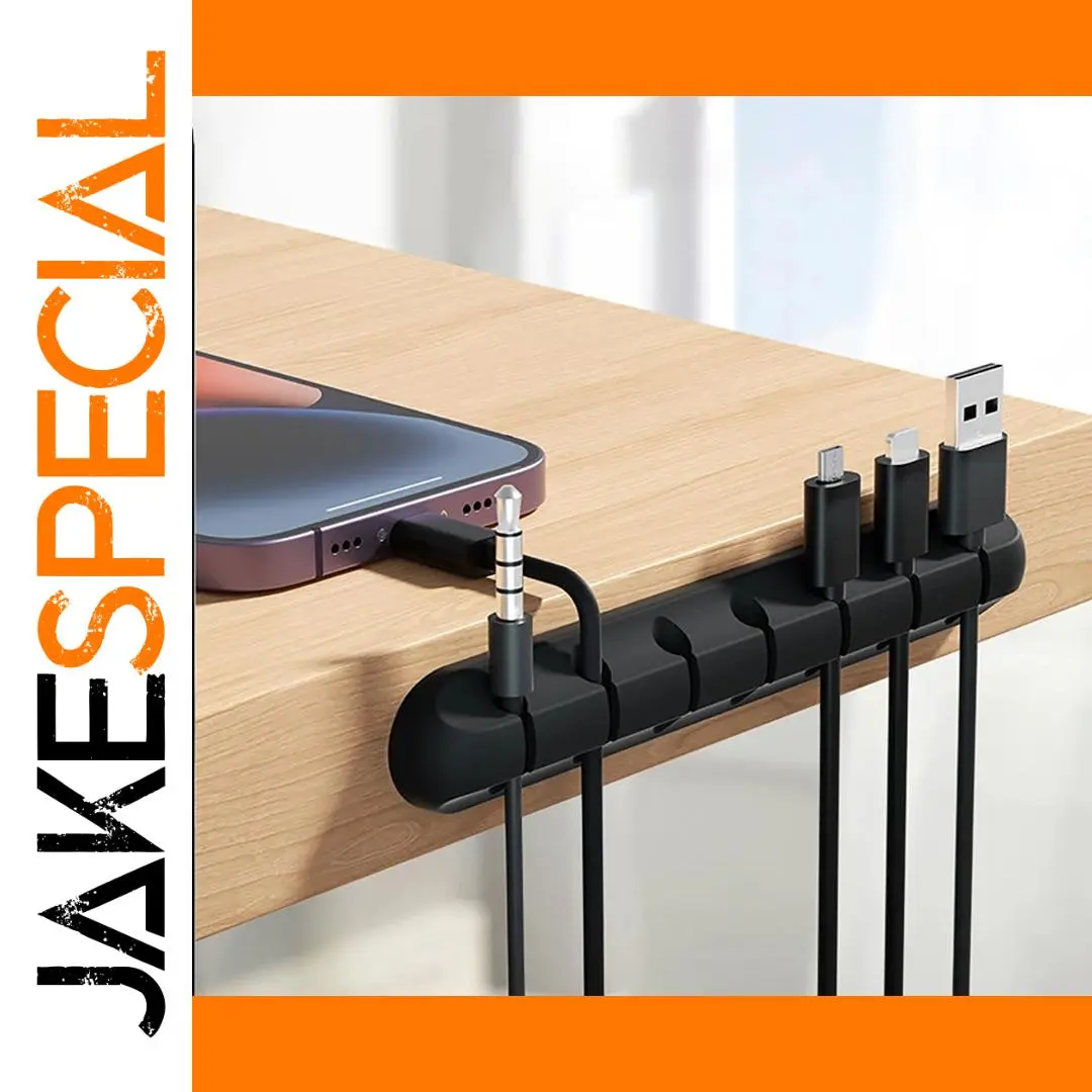 Black Silicone Cable Organizer with 7 Slots 1 Black Silicone Cable Organizer with 7 Slots