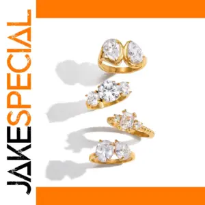 Geometric Zircon Stainless Steel Ring for Women