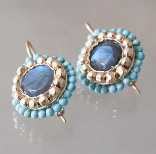 Vintage Blue Stone Drop Earrings 2 Vintage Blue Stone Drop Earrings - Image 2