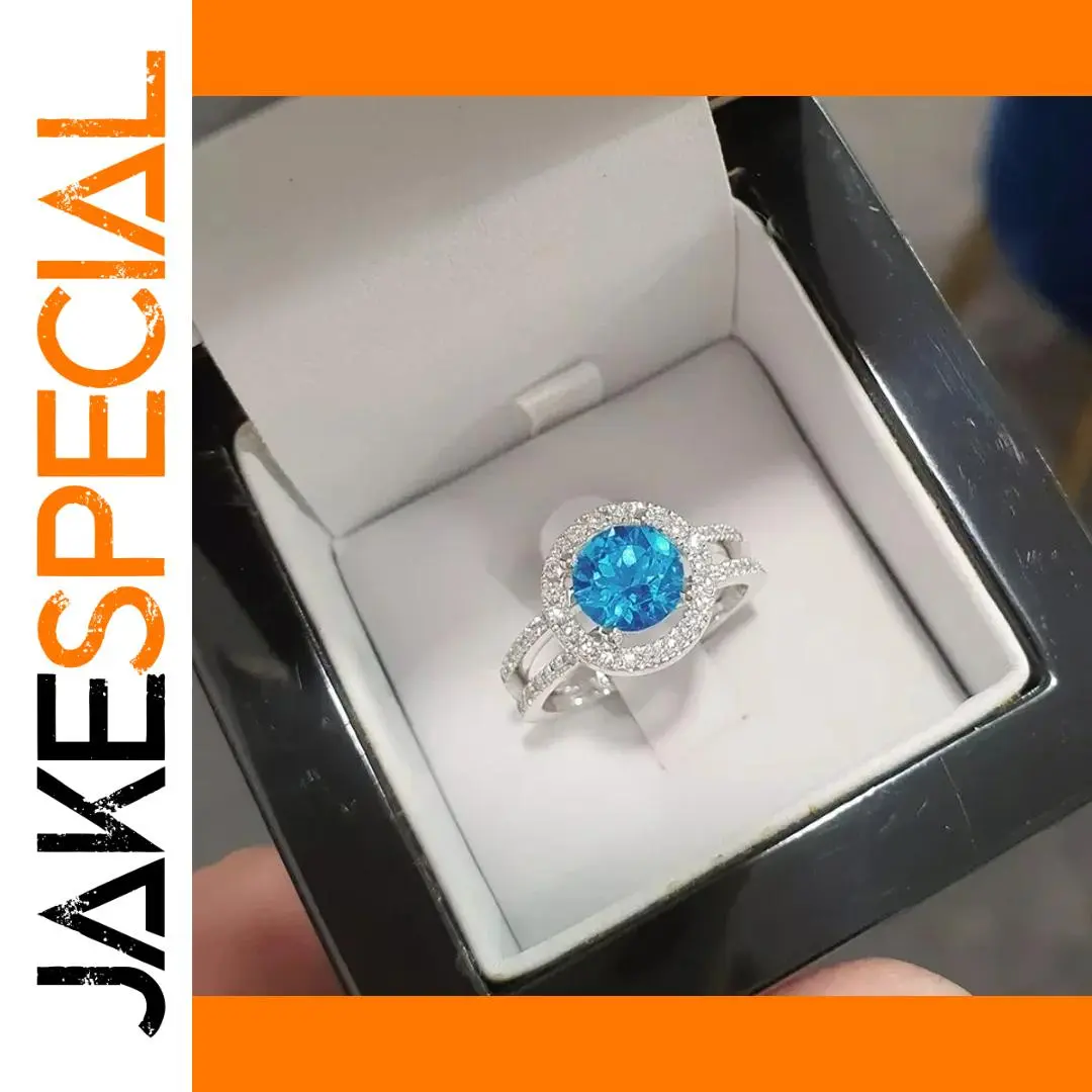 Blue Cubic Zircon Women's Split-Shank Ring 1 Blue Cubic Zircon Women's Split-Shank Ring