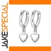 Heart-Shaped Silver Drop Earrings