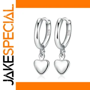 Heart-Shaped Silver Drop Earrings