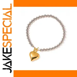 Stainless Steel Heart Necklace with Beads