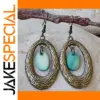 Vintage Green Stone Dangle Earrings for Women
