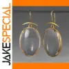 Vintage Gold Grey Stone Drop Earrings