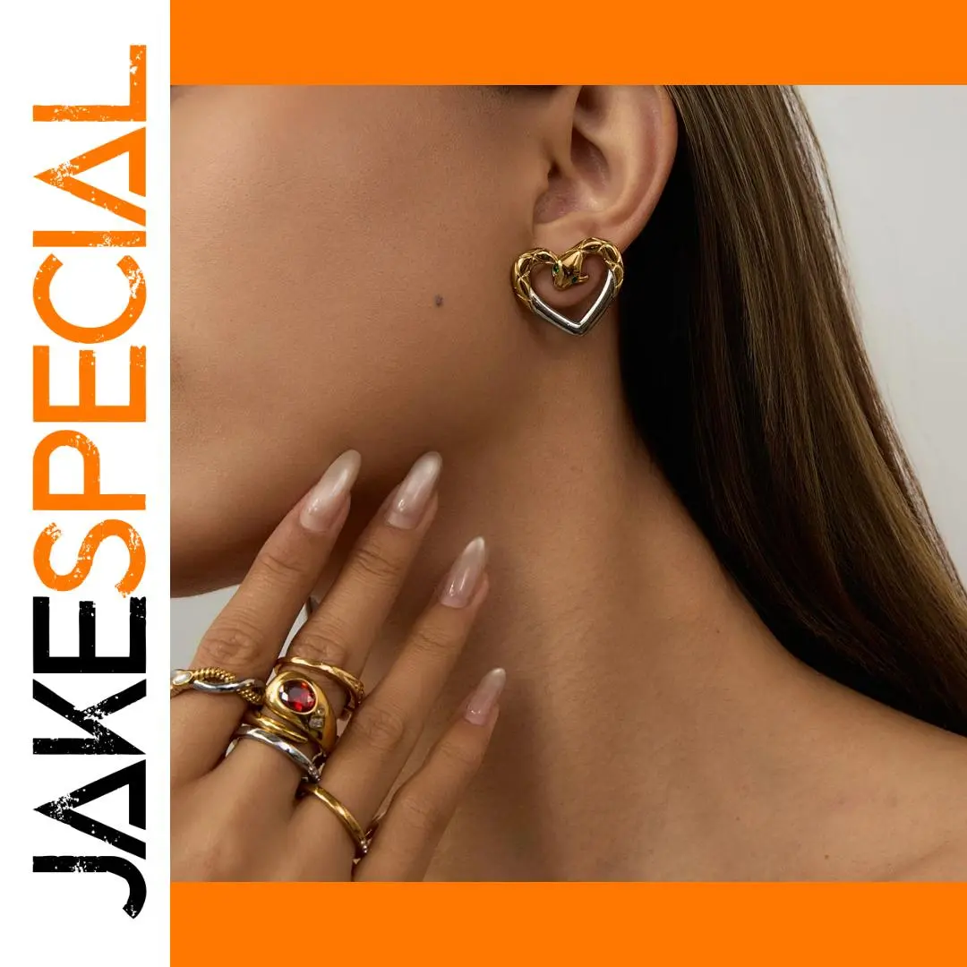 Stainless Steel Gold Snake Earrings 1 Stainless Steel Gold Snake Earrings