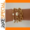 Women's Waterproof Gold Stainless Steel Stackable Bracelet