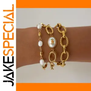 Women's Waterproof Gold Stainless Steel Stackable Bracelet