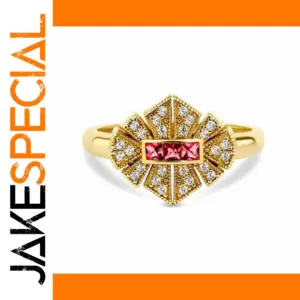 Elegant Red Stone Women's Geometric Ring