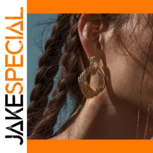 Stainless Steel Gold Fan Earrings Model JDE0103023