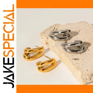 Stainless Steel Double-Layer CC Hoop Earrings