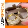 Gold Mesh Earrings with Crystals