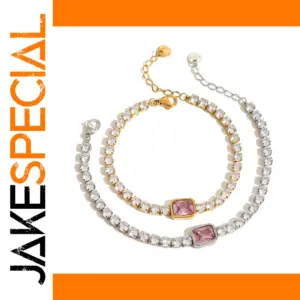 Stainless Steel Pink Zirconia Bracelet