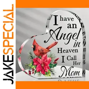 Heart-Shaped Glass Memorial Ornament with Cardinal