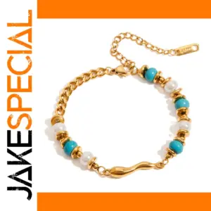 Gold Stainless Steel Water Drop Pendant Bracelet