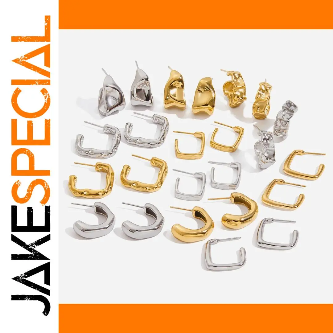 Gold Stainless Steel Geometric Earrings JDE0305036 1 Gold Stainless Steel Geometric Earrings JDE0305036