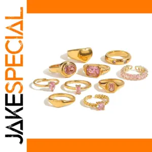 Stainless Steel Pink CZ Geometric Ring