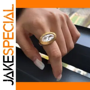 Gold-Tone Stainless Steel Statement Ring for Women