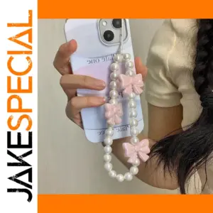 Pink Pearl Phone Chain with Bows